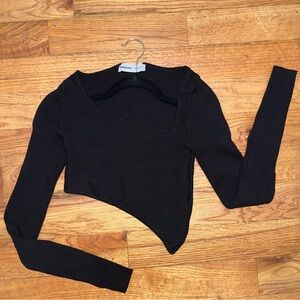 Bershka Black Asymmetrical Crop Top